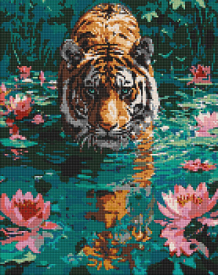 Алмазна мозаїка Тигр на полюванні ©art_selena_ua Ideyka