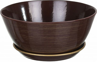 Горщик Оріана-Запоріжкераміка Бонсайниця Нова глянець круглий 5,5л шоколад із золотом (016-1-012)