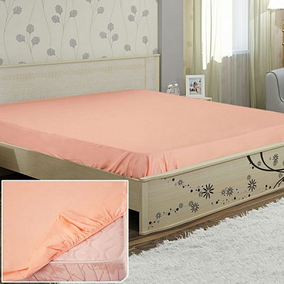 Простирадло на резинці 140x200 см персиковий Ярослав