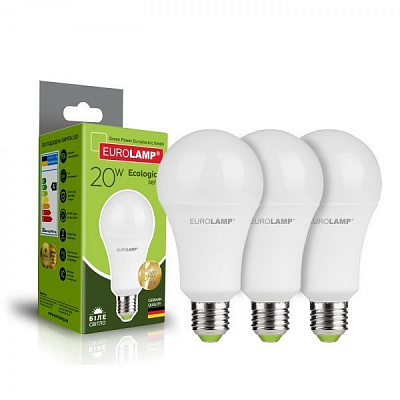 Лампа світлодіодна Eurolamp ЕCО 3 шт./уп. 20 Вт A75 матова E27 220 В 4000 К ЕПЦ-LED-A75-20274(P)(3)