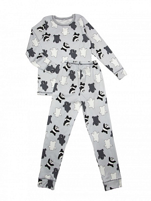 Пижама унисекс Luna Kids Панда р.158 серый 