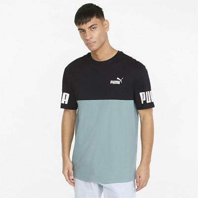 Футболка Puma Power Colorblock Tee 84738950 р.S зеленый
