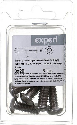 Гвинт метричний ISO 7380 8x20 мм 6 шт.
