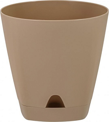 Горщик для квітів InGreen Amsterdam з прикореневим поливом круглий 8 л молочний шоколад