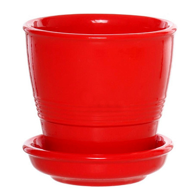 Горщик керамічний Оріана-Запоріжкераміка Відро №5 червоний круглий 0,23л червоний (009-5-008)