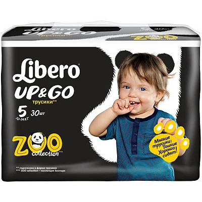 Подгузники Libero Up & Go 5 Maxi Plus 10-14 кг 30 шт