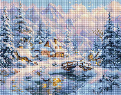 Алмазная мозаика Зимний уют среди гор ©art_selena_ua Ideyka