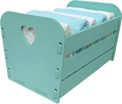 Набір рушників Серце 5 шт. в дерев'яному кошику 30x30 см бірюзовий/ молочний