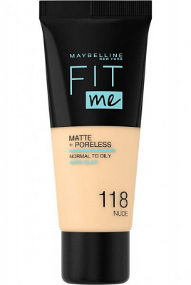 Тональний крем Maybelline New York Fit Me Matte and Poreless Foundation 118 Nude 30 мл