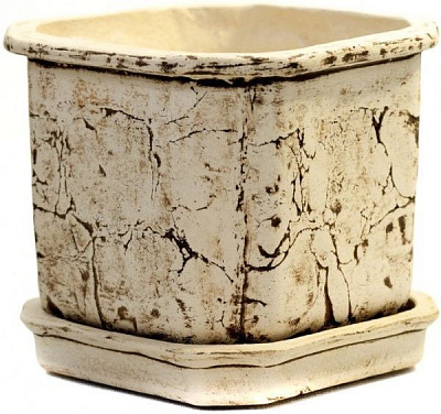 Горщик шамотний КУБ 24*24 квадратний 6,5л бежевий