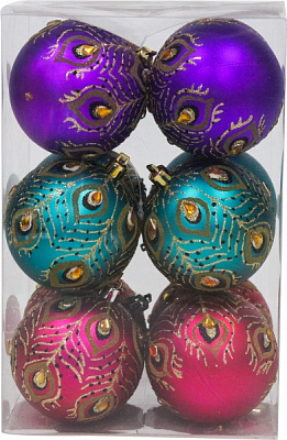 Набір ялинкових куль Павлін мульті d80 мм 12 шт./уп.