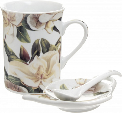 Набор для чая Белая магнолия 3 предмета Keramia