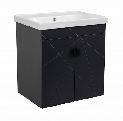 Тумба підвісна Aqua Rodos Міні 60 антрацит з умивальником Frame