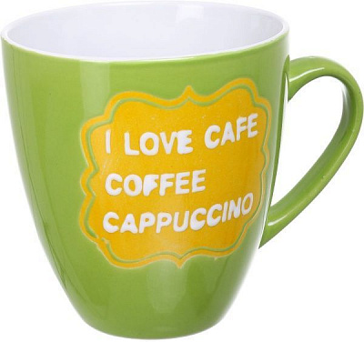 Чашка I love cafe Green 920 мл, кераміка Bella Vita