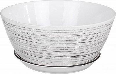 Горшок Ориана-Запорожкерамика Бонсайница Новая глянец круглый 5,5л бело-черный (016-1-020) 