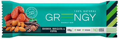 Батончик Greengy ФИНИКИ, МИНДАЛЬ И КЭРОБ 40 г