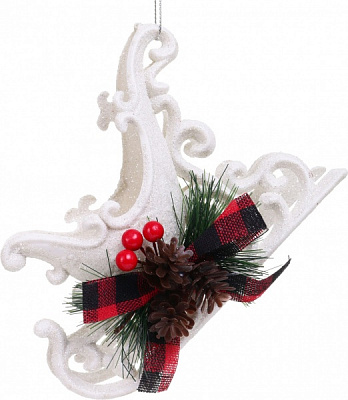 Декоративна підвіска Санчата з декором 14x10 см E2104B білий