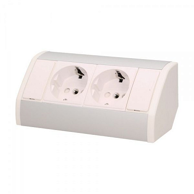 Розетка портативная мебельная двойная с заземлением ORNO шуко бежевый OR-GM-9005/W-G(GS)