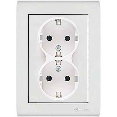 Розетка подвійна із заземленням Makel Manolya білий 41001057