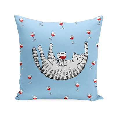 Подушка декоративна Кіт вихідного дня 38x38 см блакитний Orner