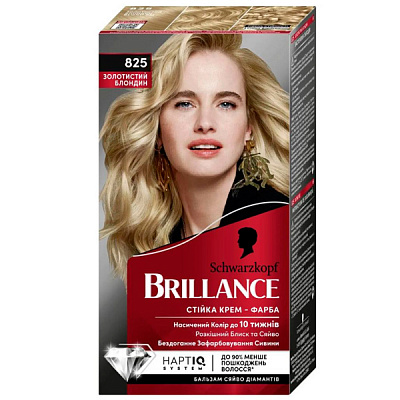 Краска для волос Schwarzkopf Brillance 825 Золотистый Блондин 170 мл