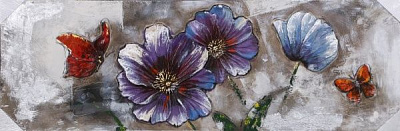Картина Цветы с бабочками 50x150 см 
