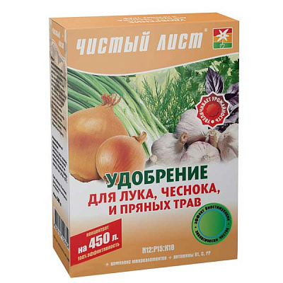 Удобрение кристаллическое Чистый лист для лука, чеснока и пряных трав 300 г
