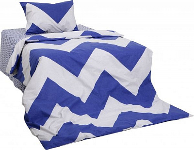 Комплект постельного белья Зигзаг 1,5 синий с белым UP! (Underprice) 