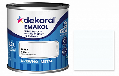 Емаль алкідна Dekoral Емаколь білий глянець 0,9л