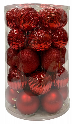 Куля новорічна різноманіття фактури і кольорів 30 шт 8 см в асортименті