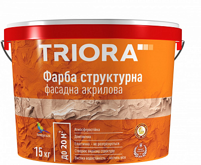 Краска структурная акриловая Triora глубокий мат белый 15кг