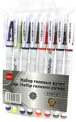 Набір ручок гелевих Ellott ET-801-8 0,5 мм 8 кольорів чорнил