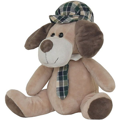 Игрушка новогодняя Собачка в кепке 25 см