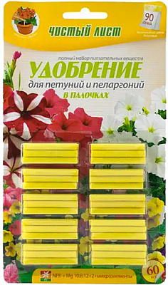 Добриво в паличках Чистий Лист для Петуній блістер 60 шт