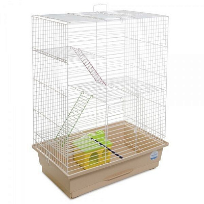 Клетка Природа для грызунов Нюра с домиком белая / бежевая