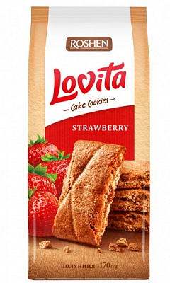 Печенье Roshen Lovita Cake Cookies с клубничной начинкой 170 г 