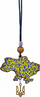 Підвіска дерев'яна Мапа України 15 см різнокольоровий P-2212