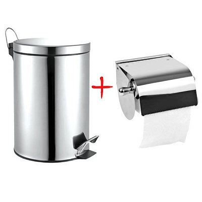 Ведро с педалью Arino 5 л + Бумагодержатель 808 хром