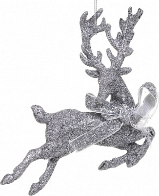 Декоративна підвіска Олень E2356S 10 см срібло