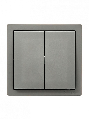 Вимикач накладний двоклавішний Lezard LETO без підсвітки платина металік 752-3500-101