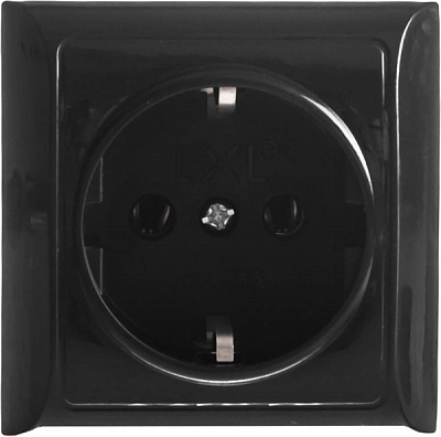 Розетка с заземлением LXL Terra без шторок без крышки черный 2211 BLACK
