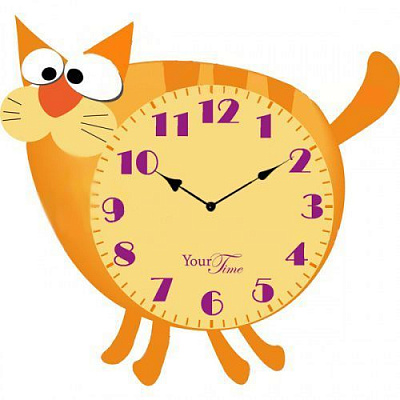 Годинник настінний Кіт дитячий МДФ 29,5x4,5x30 см 05-228