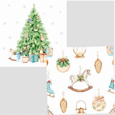 Салфетки столовые Silken Ёлка с игрушками 33х33 см 18 шт.