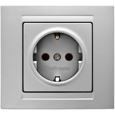 Розетка із заземленням Gunsan Moderna без шторок срібний MD 29 15 115