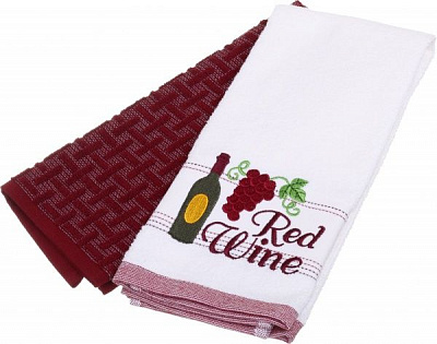 Набір рушників кухонних La Nuit Red Wine 2 шт. 40x60 см La Nuit білий із червоним