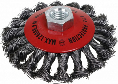 Щетка конусная для шлифмашины d100 мм M14 сталь проволока плетеная Expert