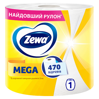 Бумажные полотенца Zewa Mega Roll 470 отрывов двухслойная 1 шт.