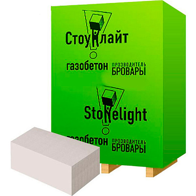 Газобетонный блок СТОУНЛАЙТ 600x200x400 мм D-500 гладкий