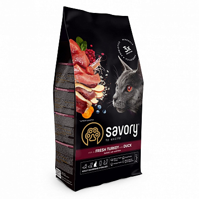 Корм сухий для стерилізованих котів Savory з індичкою та качкою 2 кг
