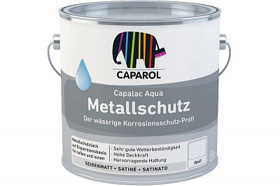 Эмаль антикоррозионная акриловая Caparol для металла Capalack Aqua Metallschutz шелковистый мат белая 0,7л